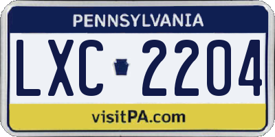 PA license plate LXC2204
