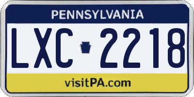PA license plate LXC2218