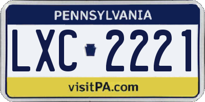 PA license plate LXC2221