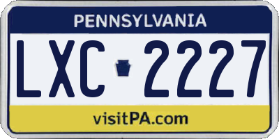 PA license plate LXC2227