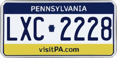 PA license plate LXC2228