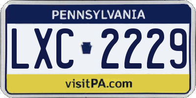PA license plate LXC2229