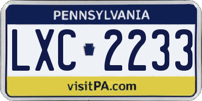 PA license plate LXC2233