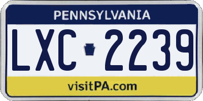 PA license plate LXC2239