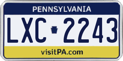 PA license plate LXC2243