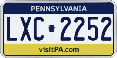 PA license plate LXC2252