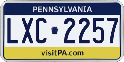PA license plate LXC2257