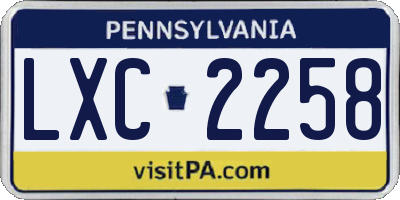 PA license plate LXC2258