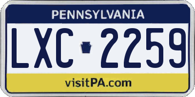 PA license plate LXC2259