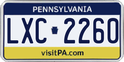 PA license plate LXC2260