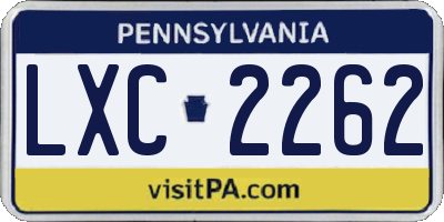 PA license plate LXC2262