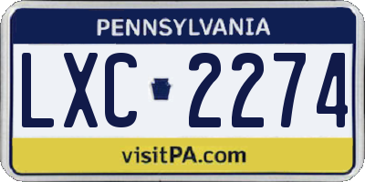 PA license plate LXC2274