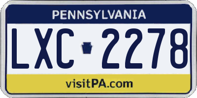 PA license plate LXC2278