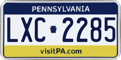 PA license plate LXC2285