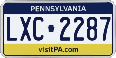 PA license plate LXC2287