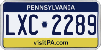 PA license plate LXC2289