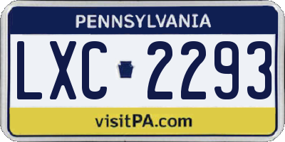 PA license plate LXC2293
