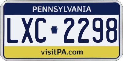 PA license plate LXC2298