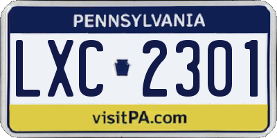 PA license plate LXC2301