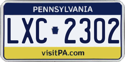PA license plate LXC2302