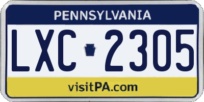 PA license plate LXC2305