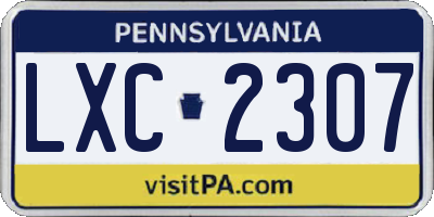 PA license plate LXC2307