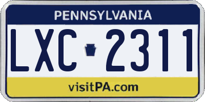 PA license plate LXC2311