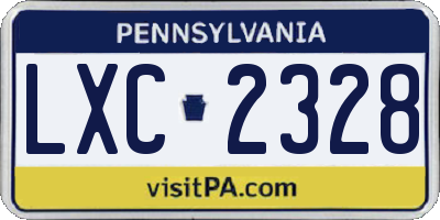 PA license plate LXC2328