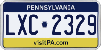 PA license plate LXC2329