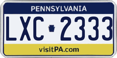 PA license plate LXC2333