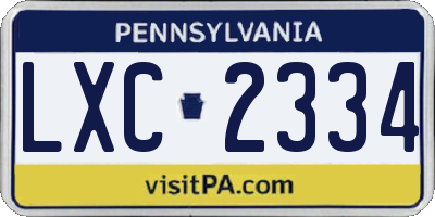PA license plate LXC2334