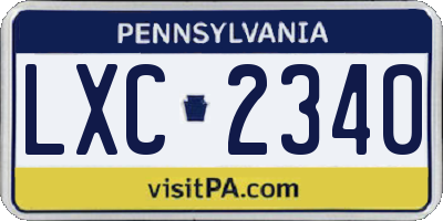 PA license plate LXC2340