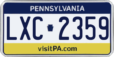 PA license plate LXC2359