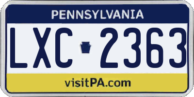 PA license plate LXC2363