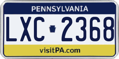 PA license plate LXC2368