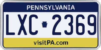 PA license plate LXC2369