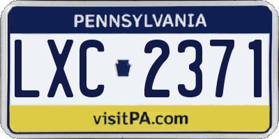 PA license plate LXC2371