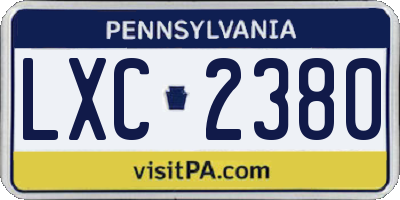 PA license plate LXC2380