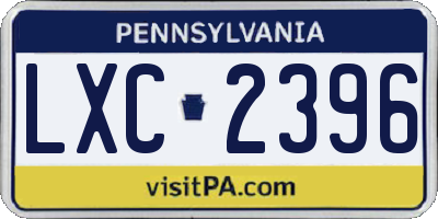 PA license plate LXC2396