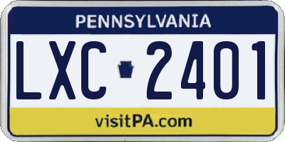 PA license plate LXC2401