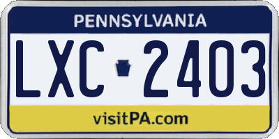 PA license plate LXC2403