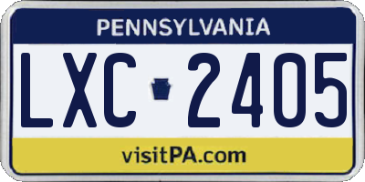 PA license plate LXC2405