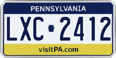 PA license plate LXC2412