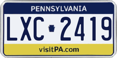 PA license plate LXC2419
