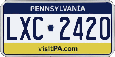 PA license plate LXC2420