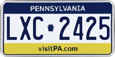 PA license plate LXC2425