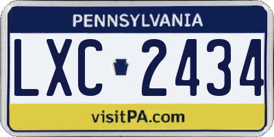 PA license plate LXC2434