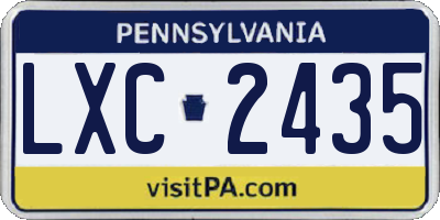 PA license plate LXC2435