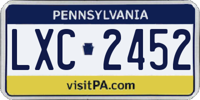 PA license plate LXC2452