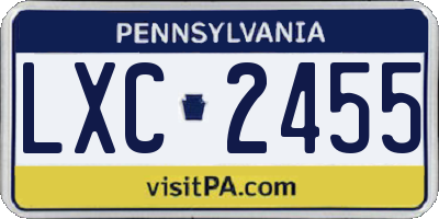PA license plate LXC2455